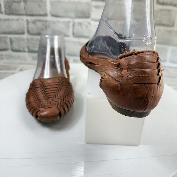 Macarena Collection Huarache Women's 25- 8 US Genuine Leather Tan Slip On Sandal - Picture 3 of 11